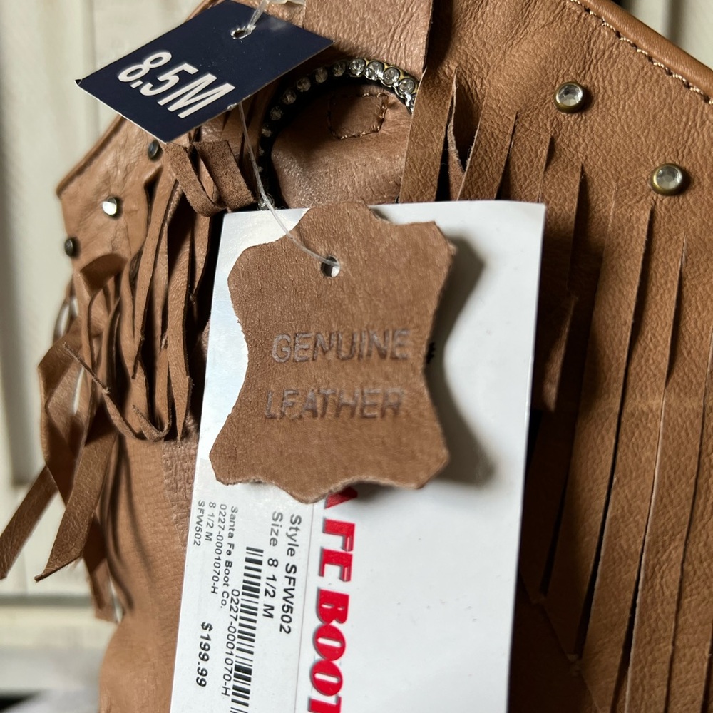 SALE🔥 Fringe Studded Leather Cowgirl Boots - Picture 12 of 15